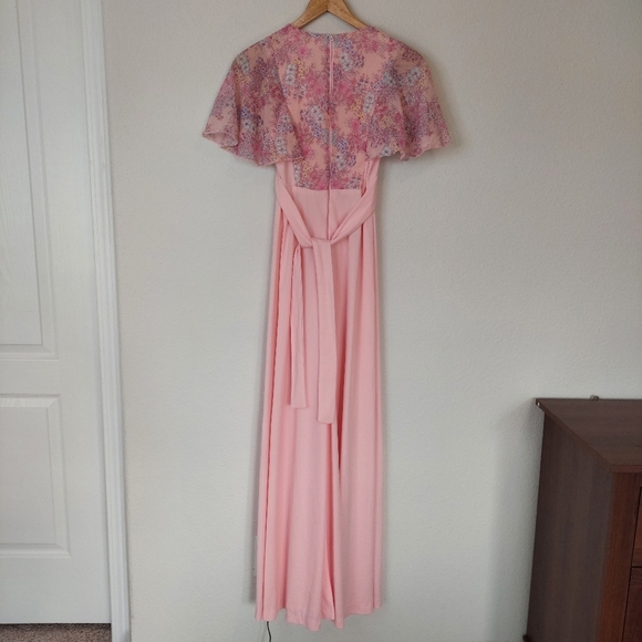 Vintage Terri Juniors Floral V-neck Slip Maxi Dress Size 7 - Picture 7 of 12